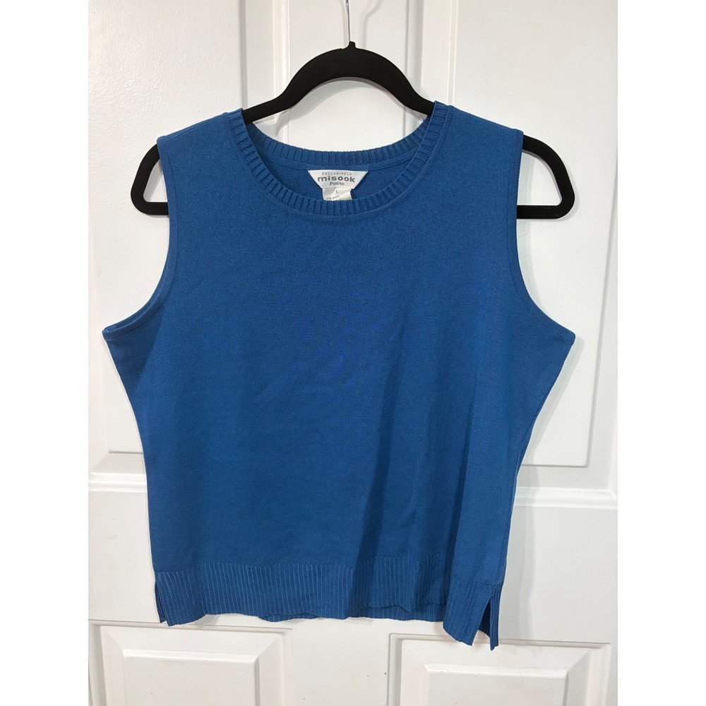Misook | Petite Knit Sleeveless Shell Top | LP || Blue|